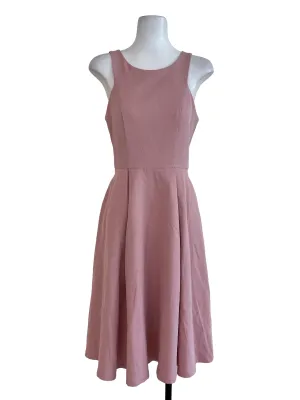 Pink Plain Formal Drop Waist Dress
