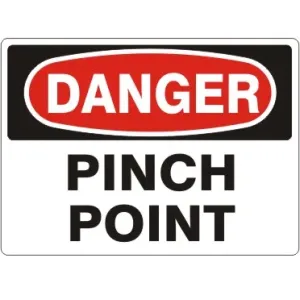 "DANGER PINCH POINT" - Safety Sign, Adhesive Vinyl, 3"x5"