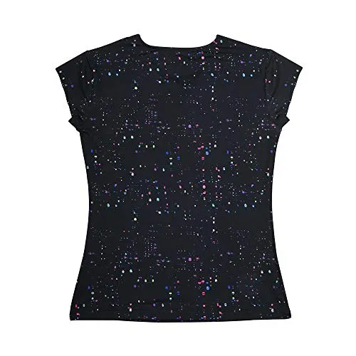 Rainbow Tree Athletic Shirts for Women V-Neck Workout Tops Short Sleeve Moisture Wicking Tennis Shirts,Runs Small (Colored dots, L)