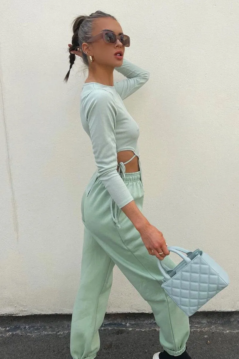 Sage Ribbed Side Tie Top - Bibi
