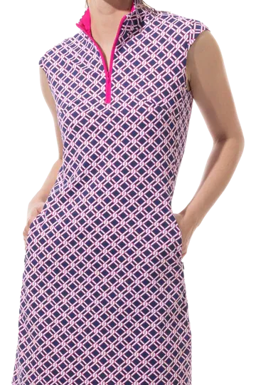 SanSoleil   SolStyle   Sleeveless Print Dress Pinnacle Navy