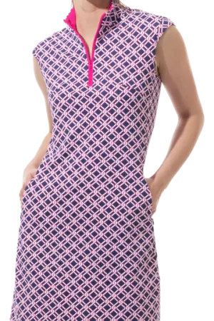 SanSoleil   SolStyle   Sleeveless Print Dress Pinnacle Navy