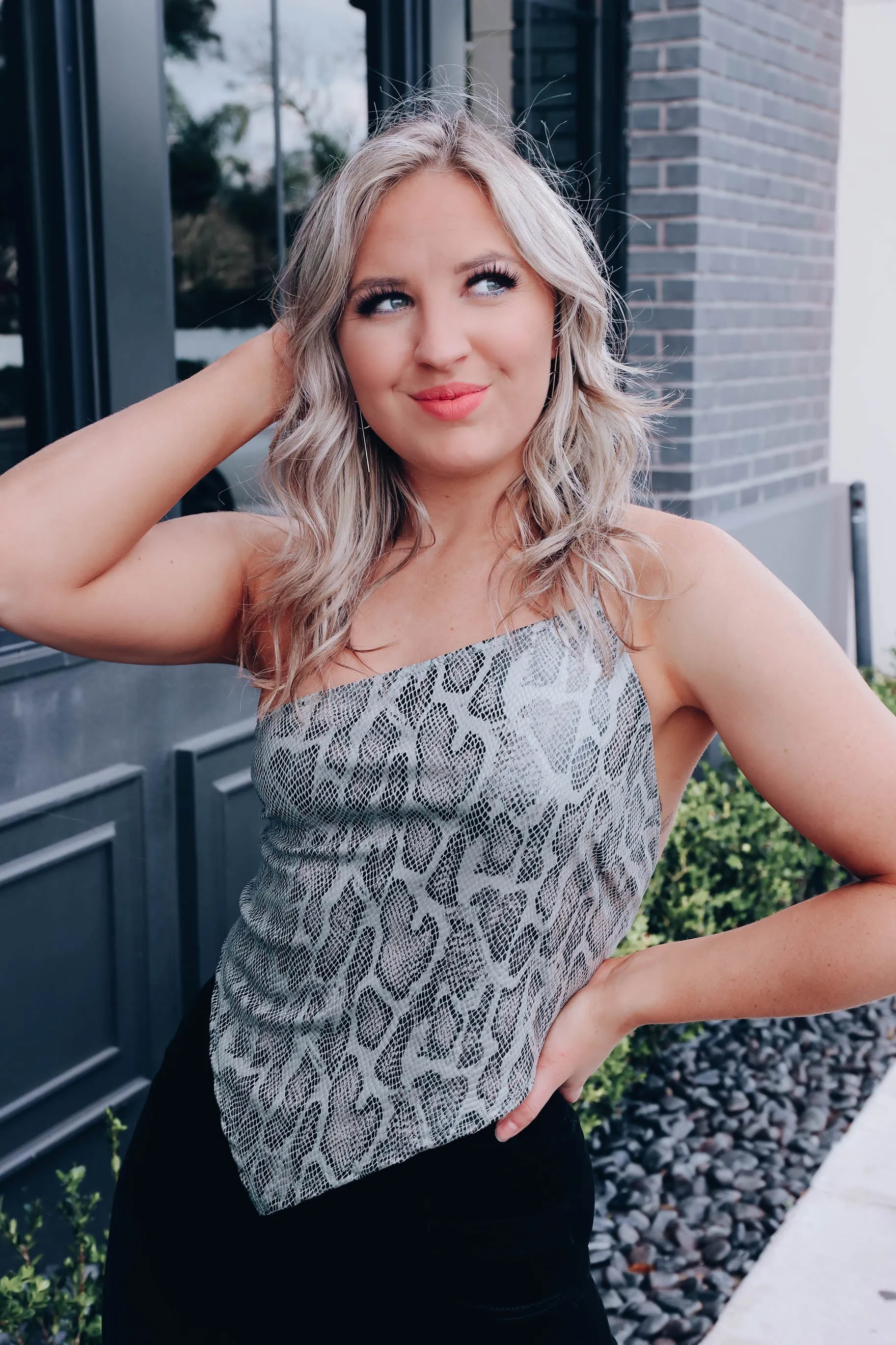 Sassy Snakeskin Faux Leather Crop Top
