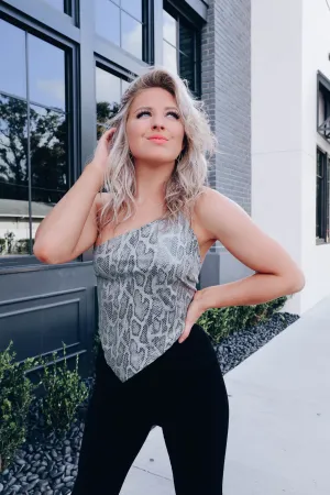Sassy Snakeskin Faux Leather Crop Top