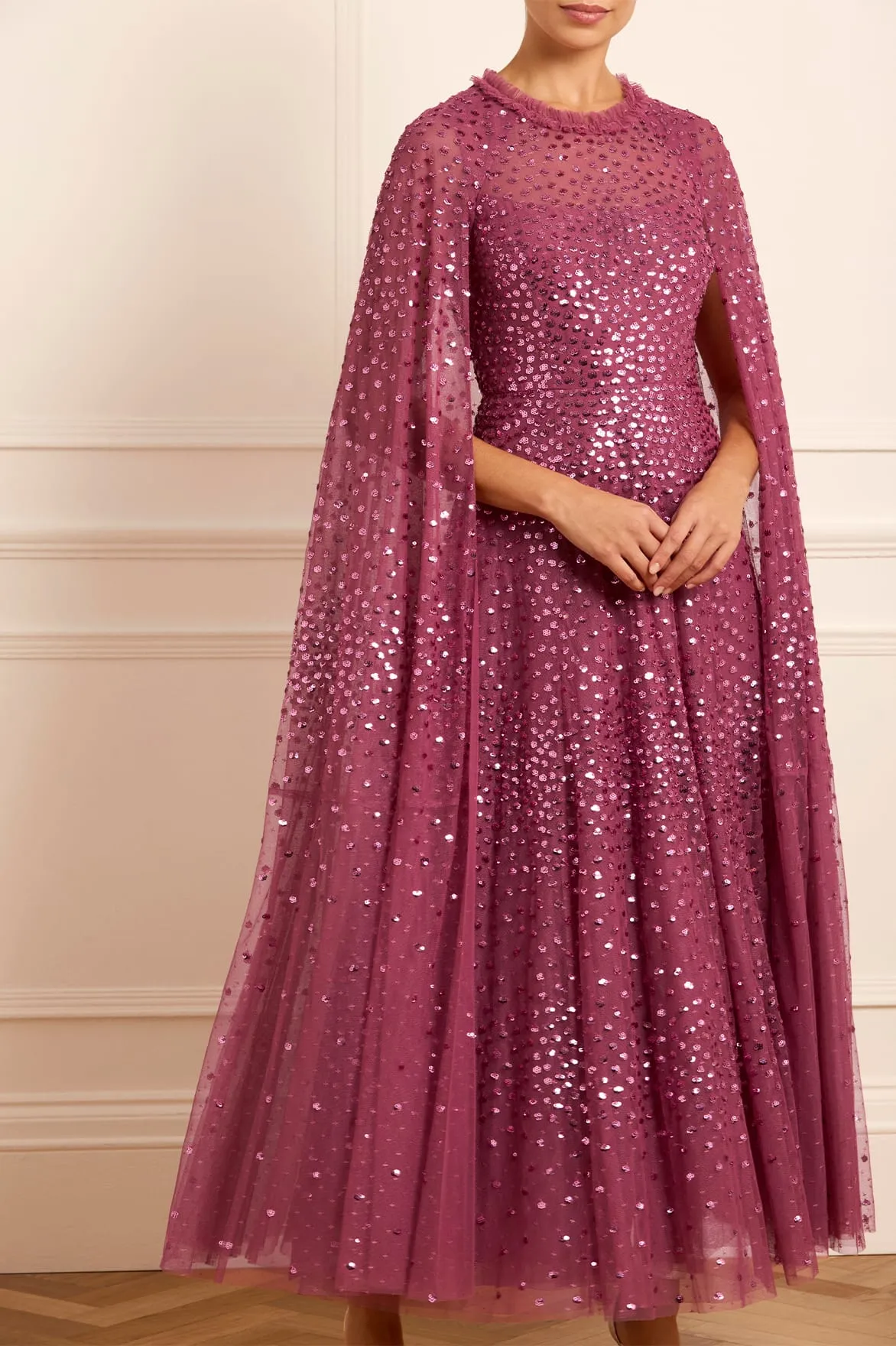 Scatter Dot Cape Ankle Gown