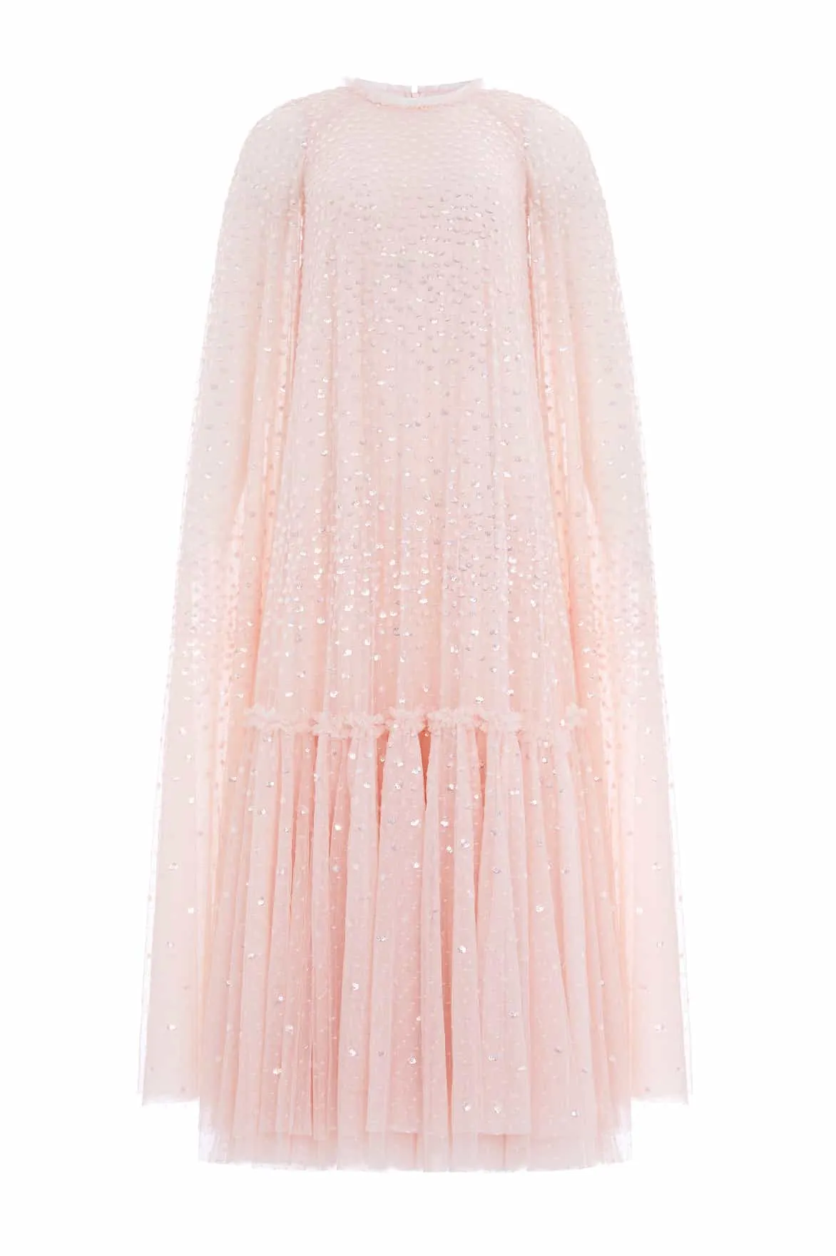 Scatter Dot Cape Tiered Ankle Gown