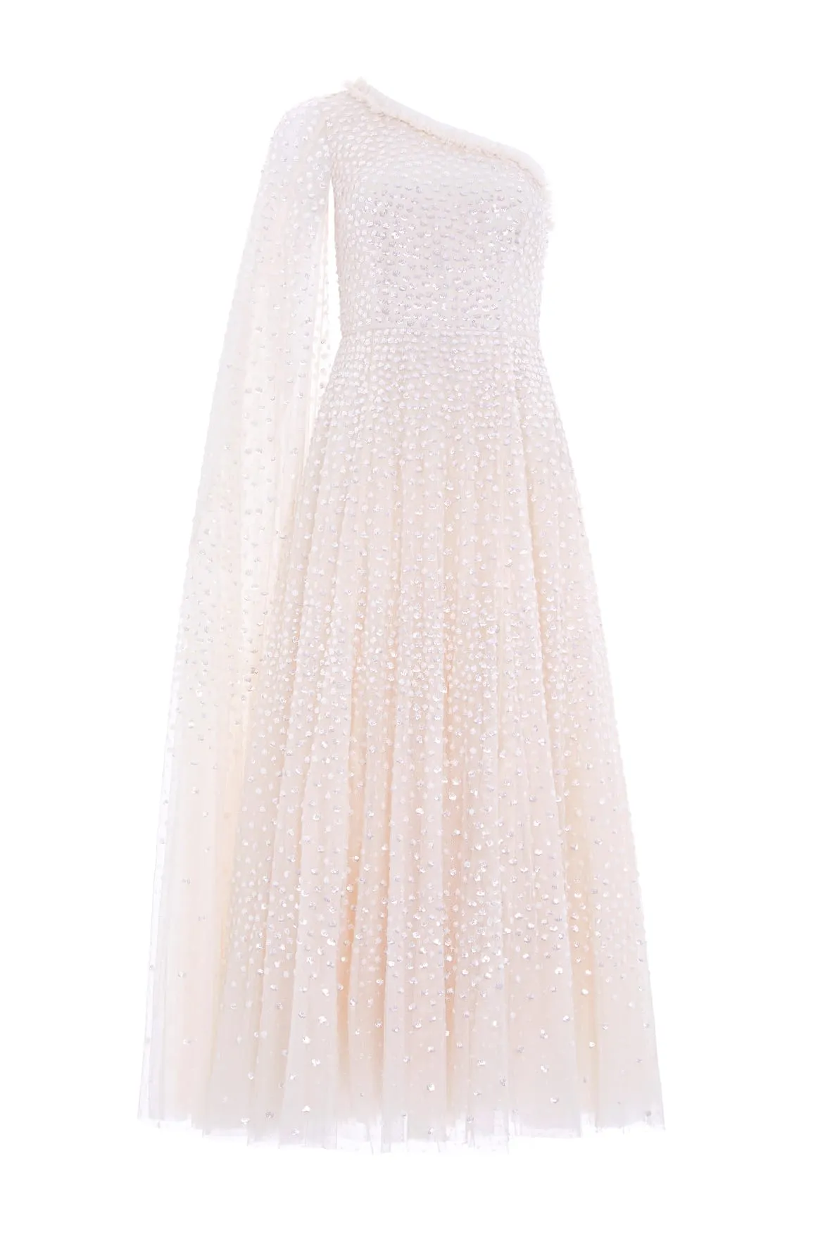Scatter Dot One-Shoulder Ankle Gown