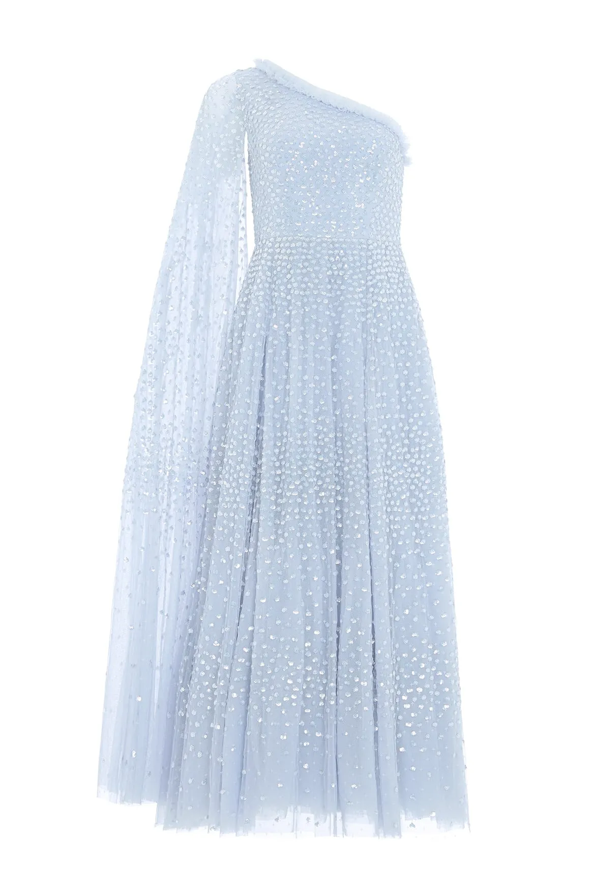 Scatter Dot One-Shoulder Ankle Gown