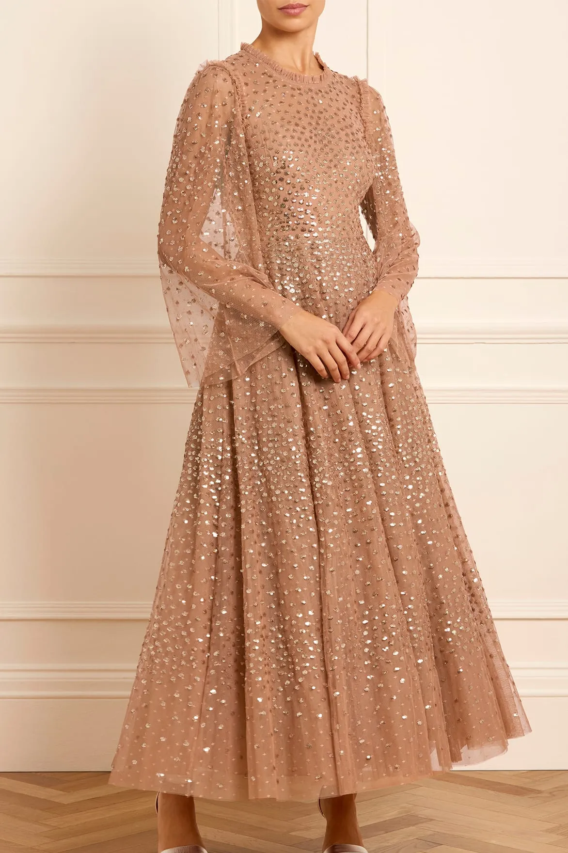 Scatter Dot Round Neck Ankle Gown