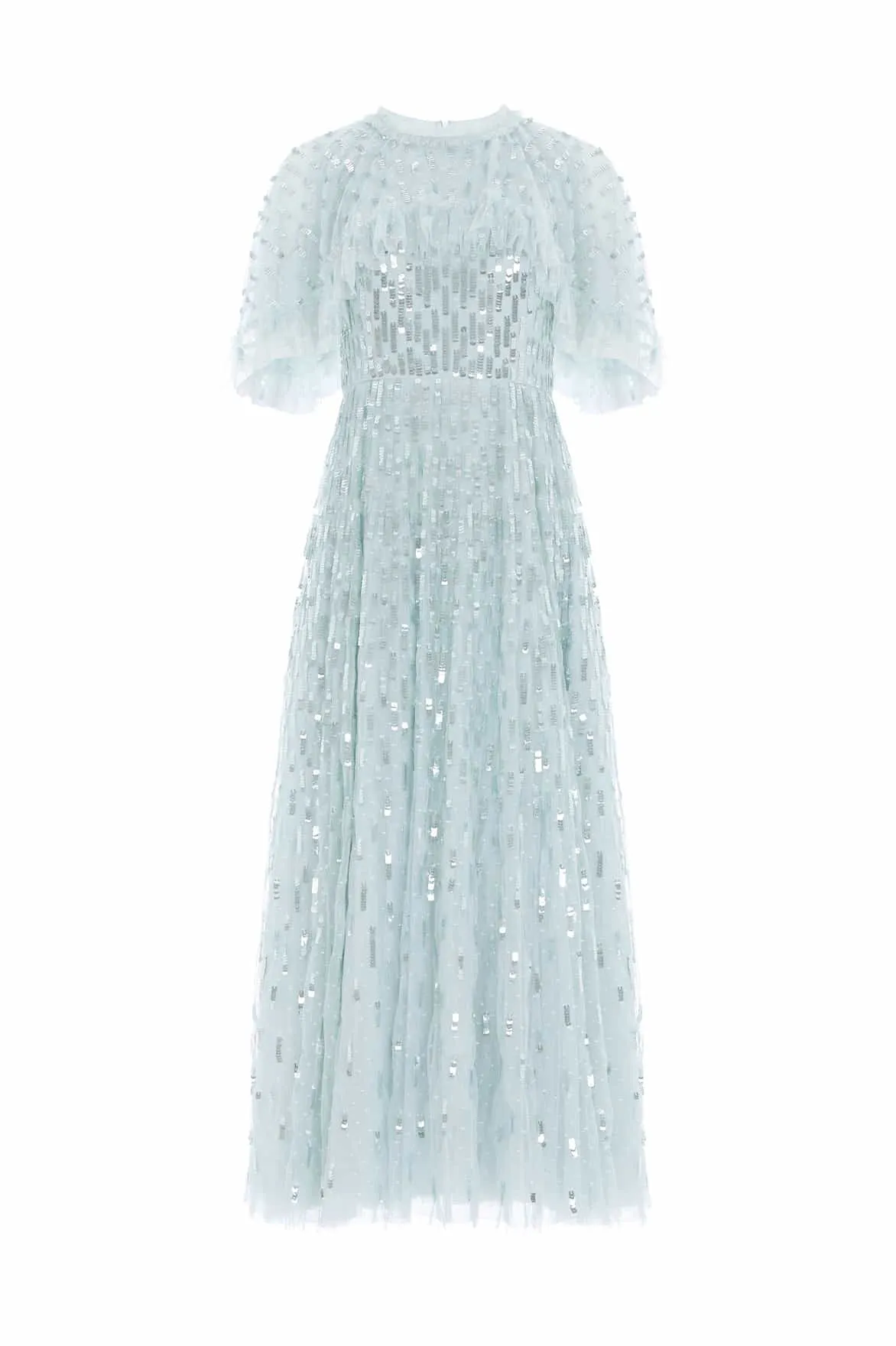 Sequin Dash Cape Ankle Gown