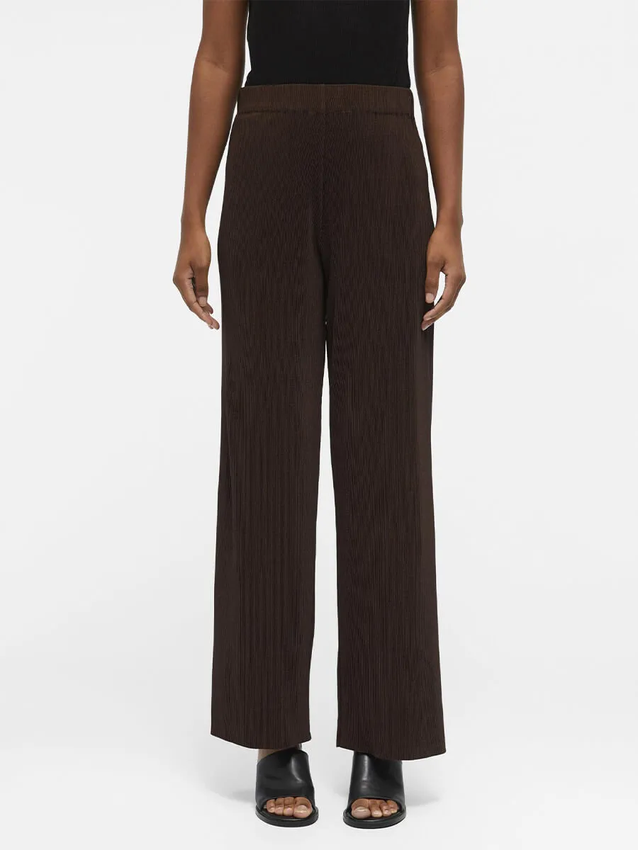 Shila Plisse Trousers - Brown