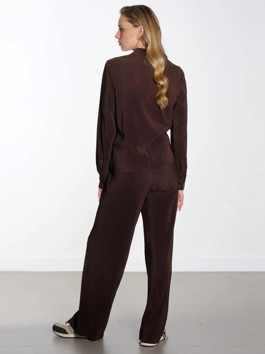Shila Plisse Trousers - Brown