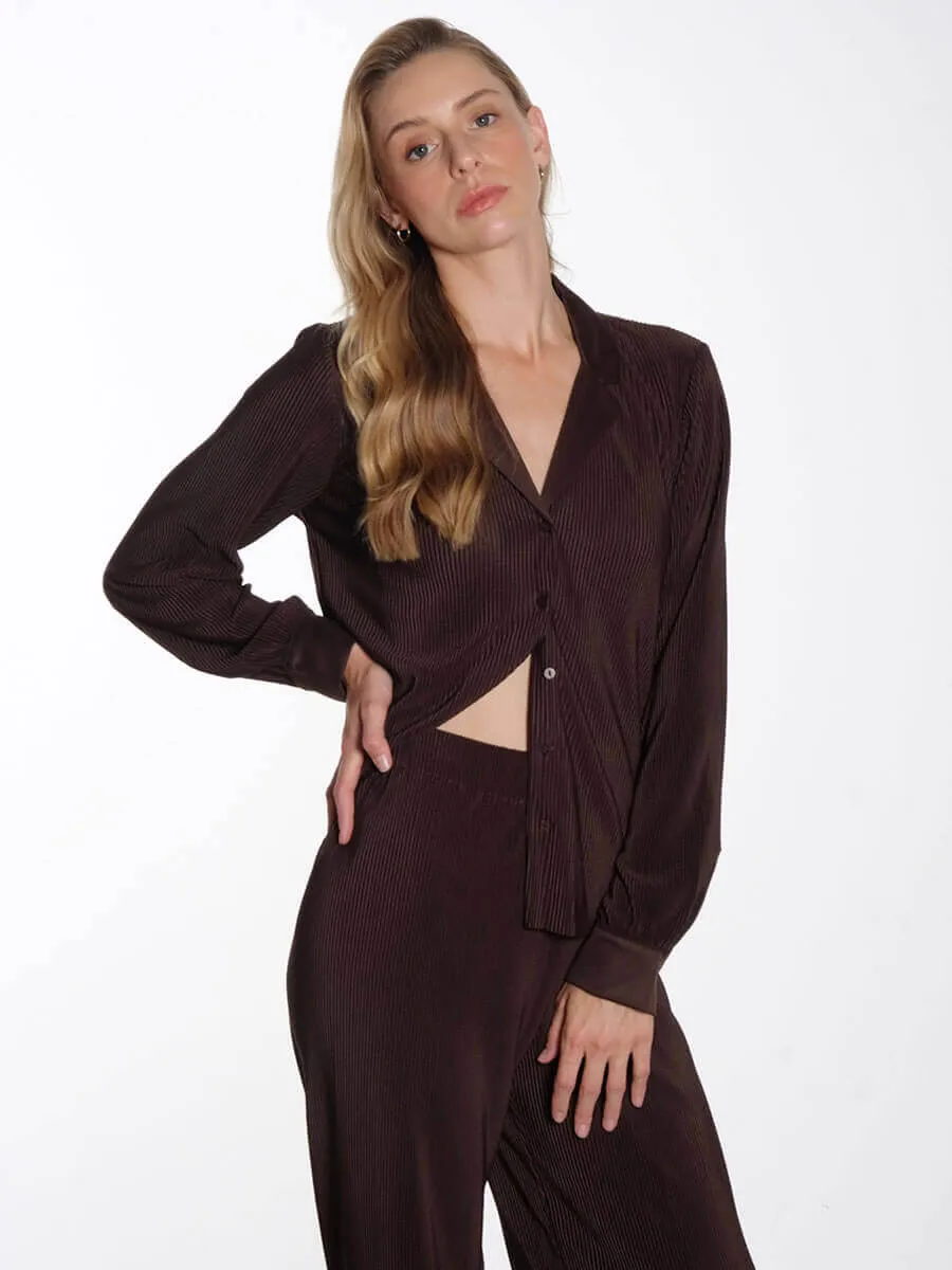 Shila Plisse Trousers - Brown