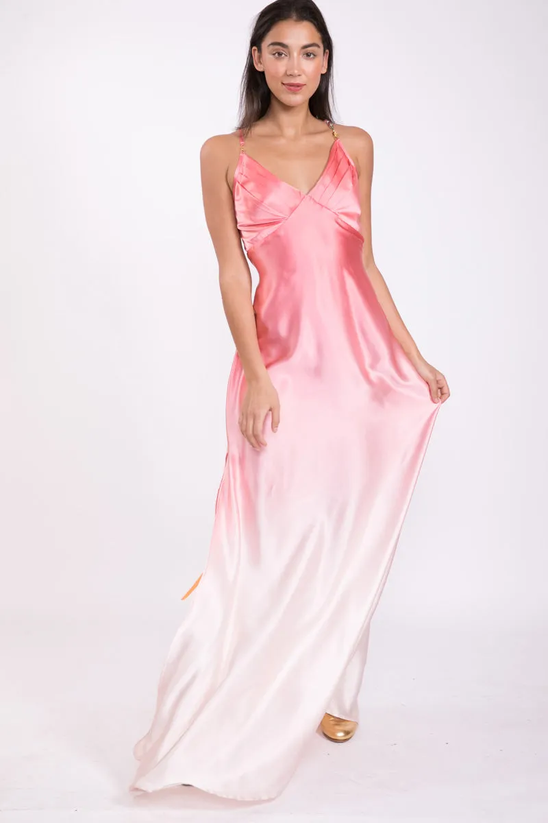 Silk Bead Maxi Dress Pink