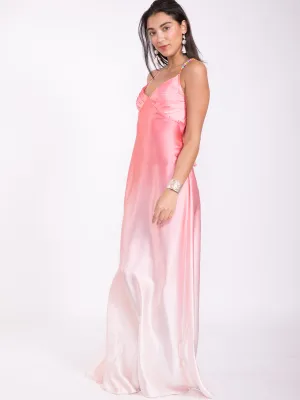 Silk Bead Maxi Dress Pink