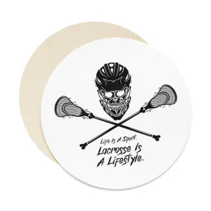 Skull Lacrosse Round Paper Coaster Set - 6pcs