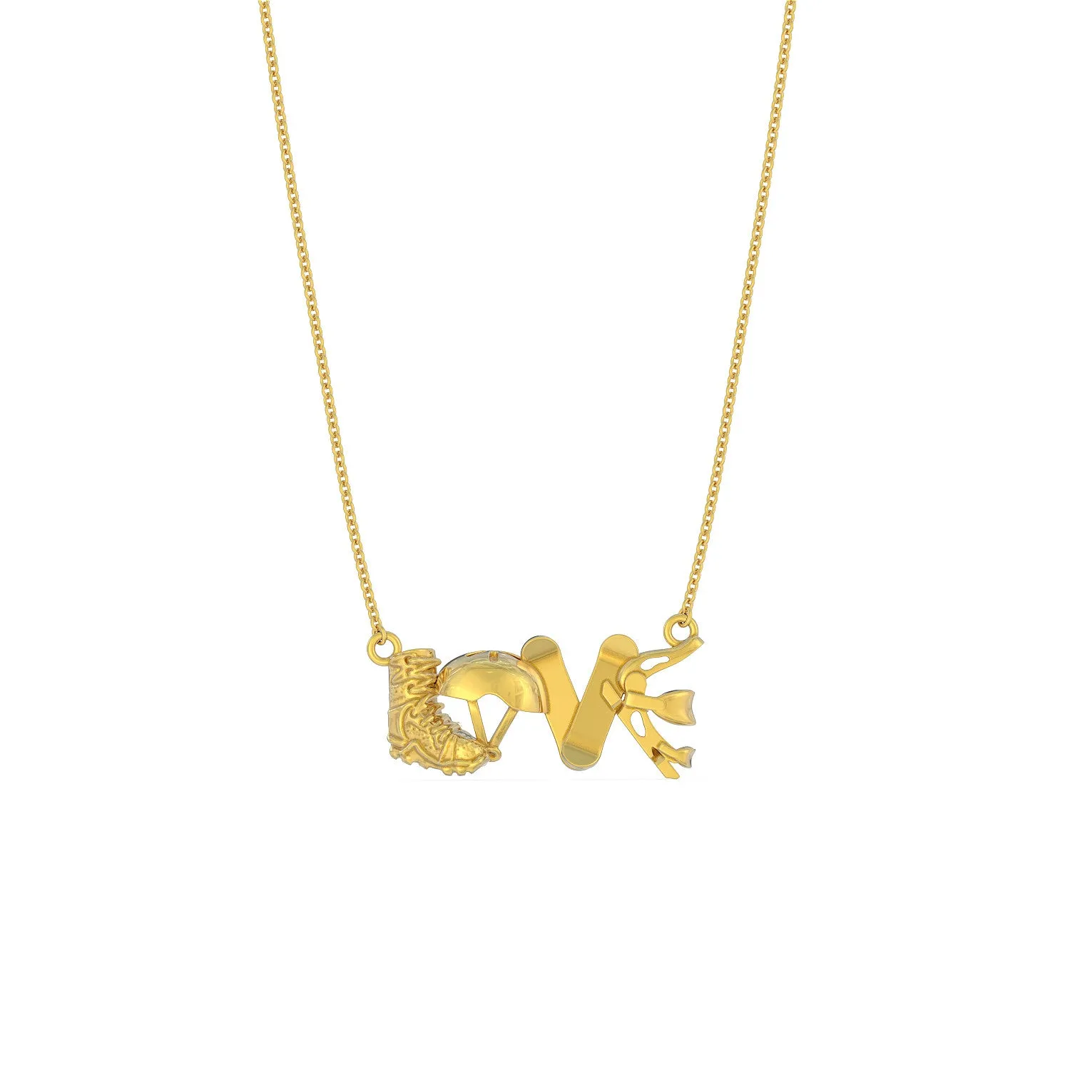 Snowboarding Love Pendant Necklace