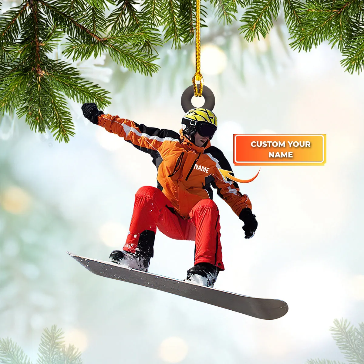 Snowboarding, Shaped Ornament 01, RINC98