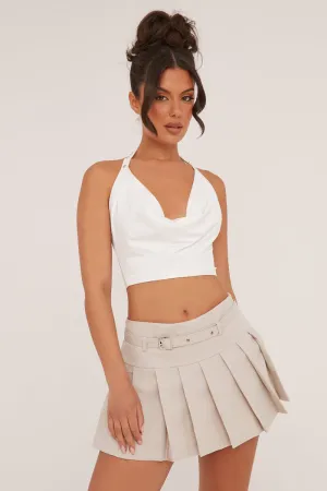 Stone Pleated Belt Detail Micro Mini Skirt - Violet