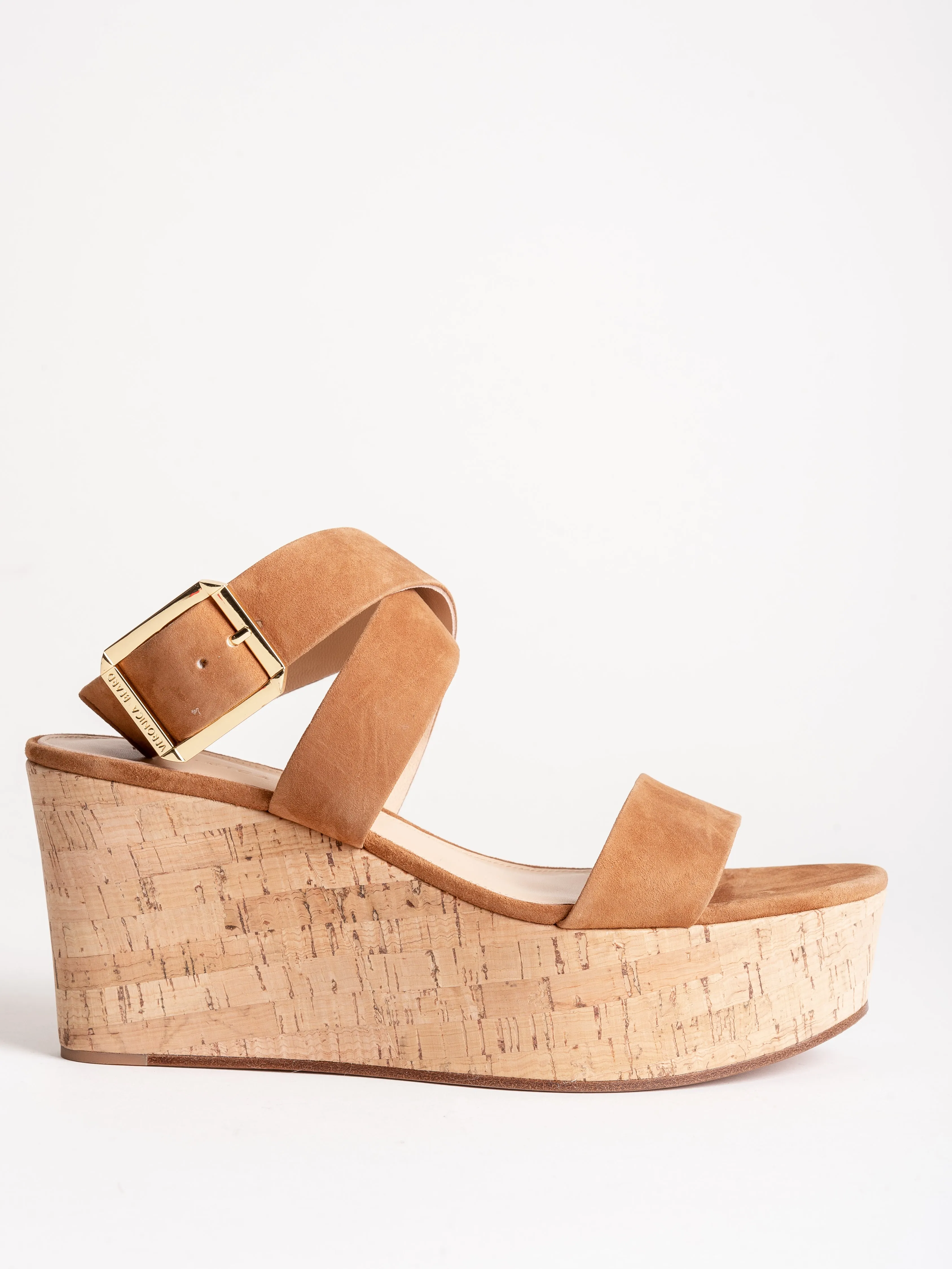 suede & cork wedge - pecan