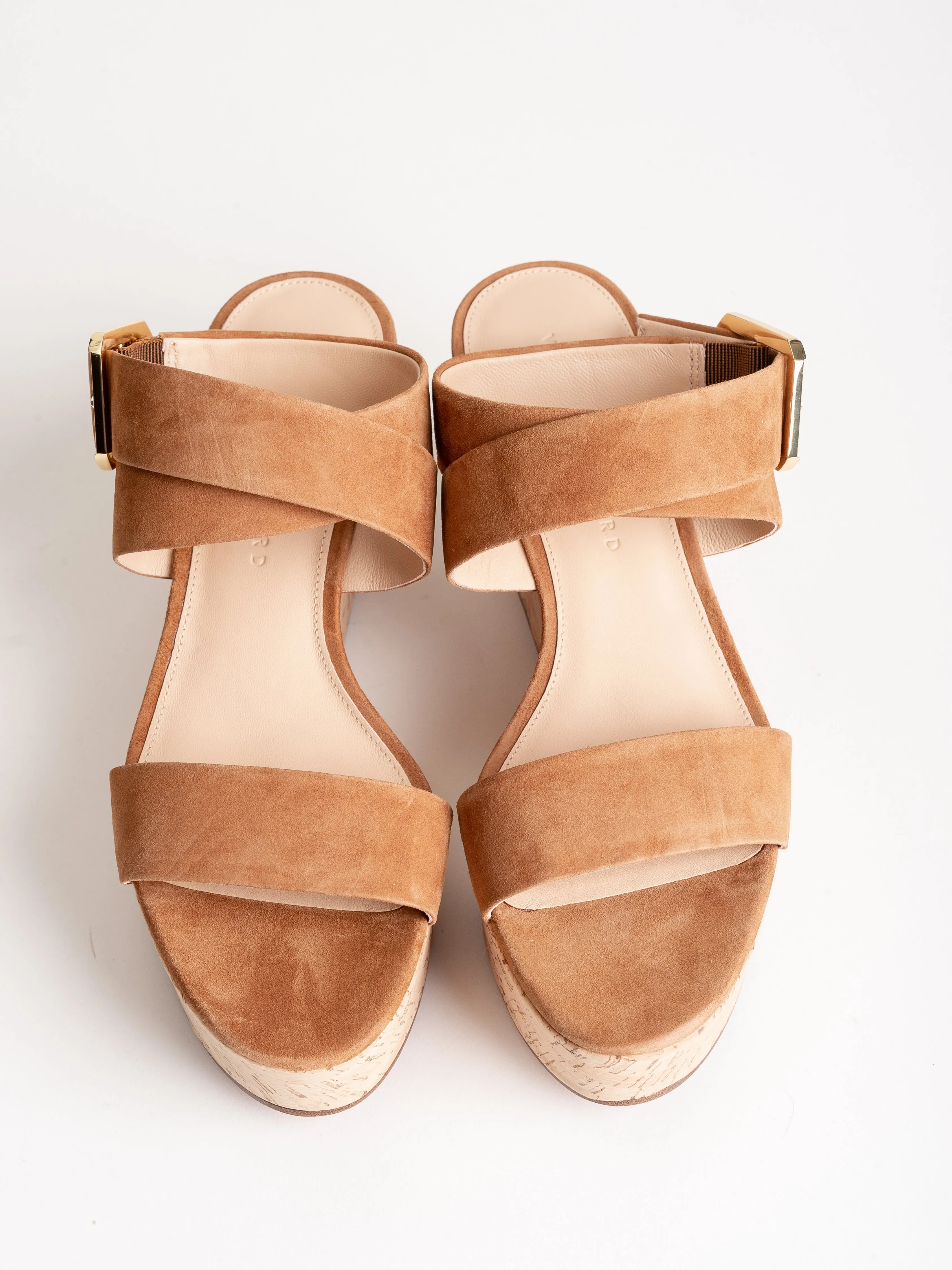 suede & cork wedge - pecan