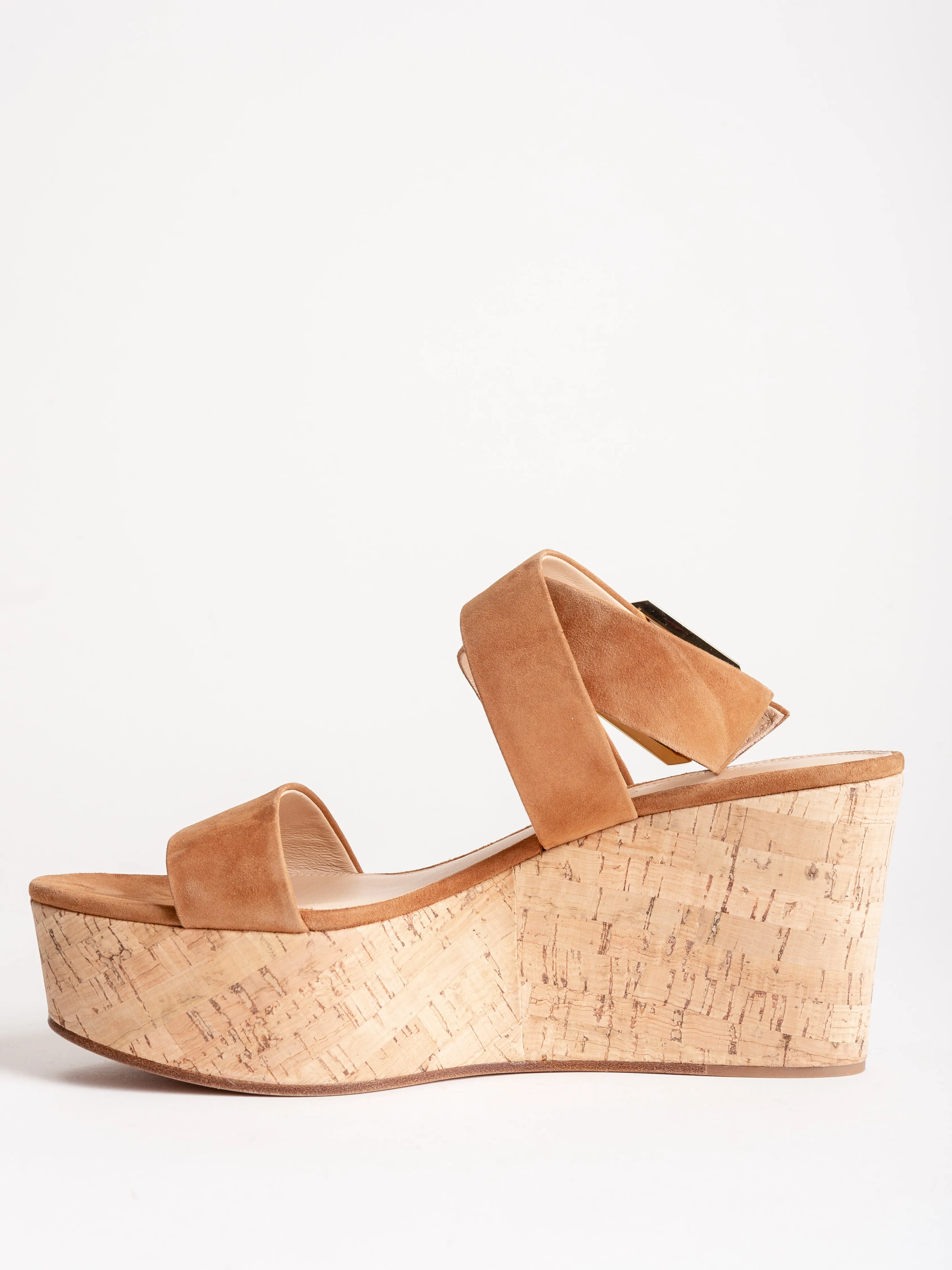 suede & cork wedge - pecan