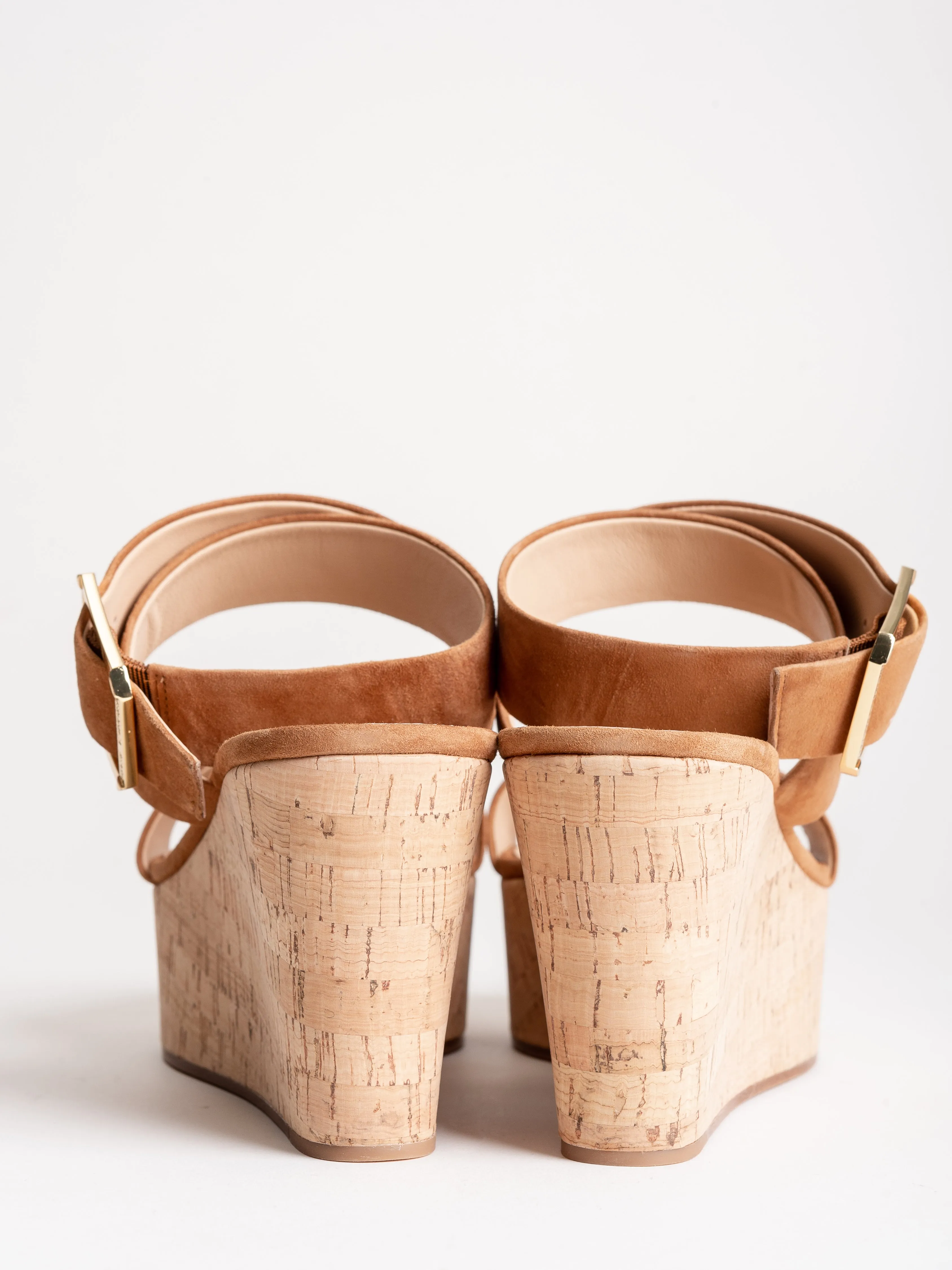 suede & cork wedge - pecan