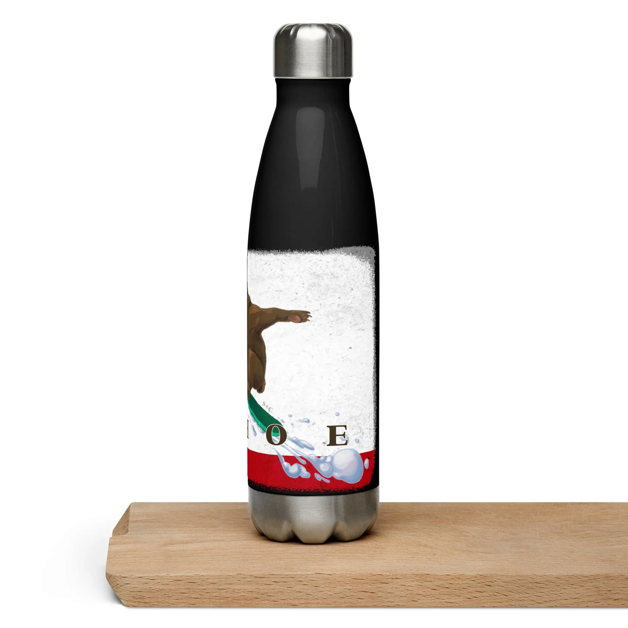 Tahoe CA Flag Grizzly Snowboarding Stainless steel water bottle