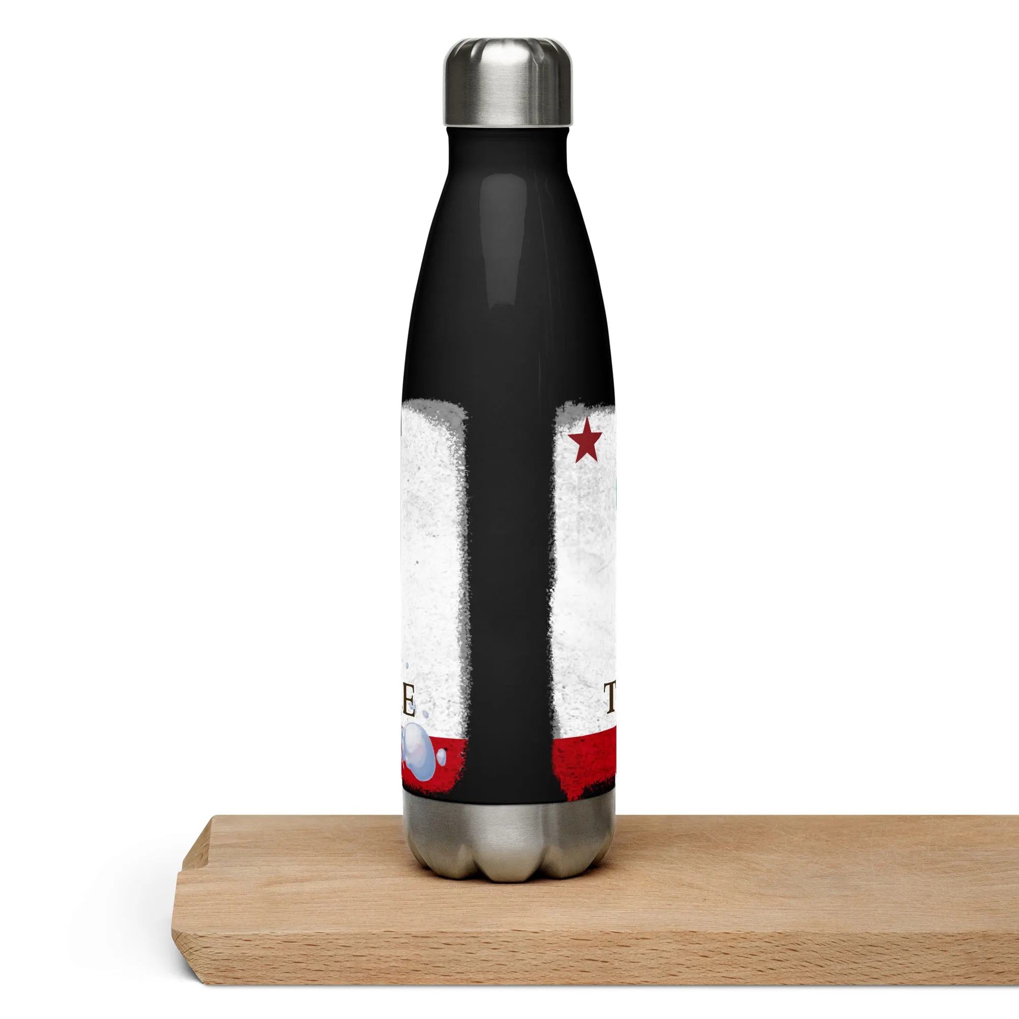 Tahoe CA Flag Grizzly Snowboarding Stainless steel water bottle