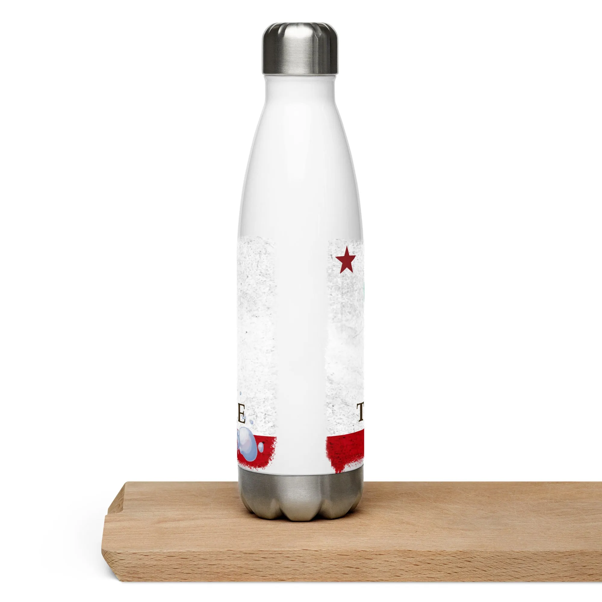 Tahoe CA Flag Grizzly Snowboarding Stainless steel water bottle