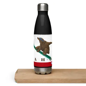 Tahoe CA Flag Grizzly Snowboarding Stainless steel water bottle