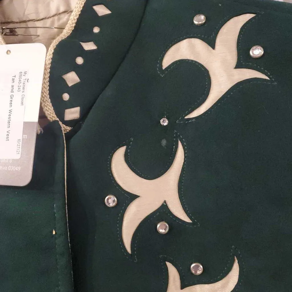 Tan and Green Western Top