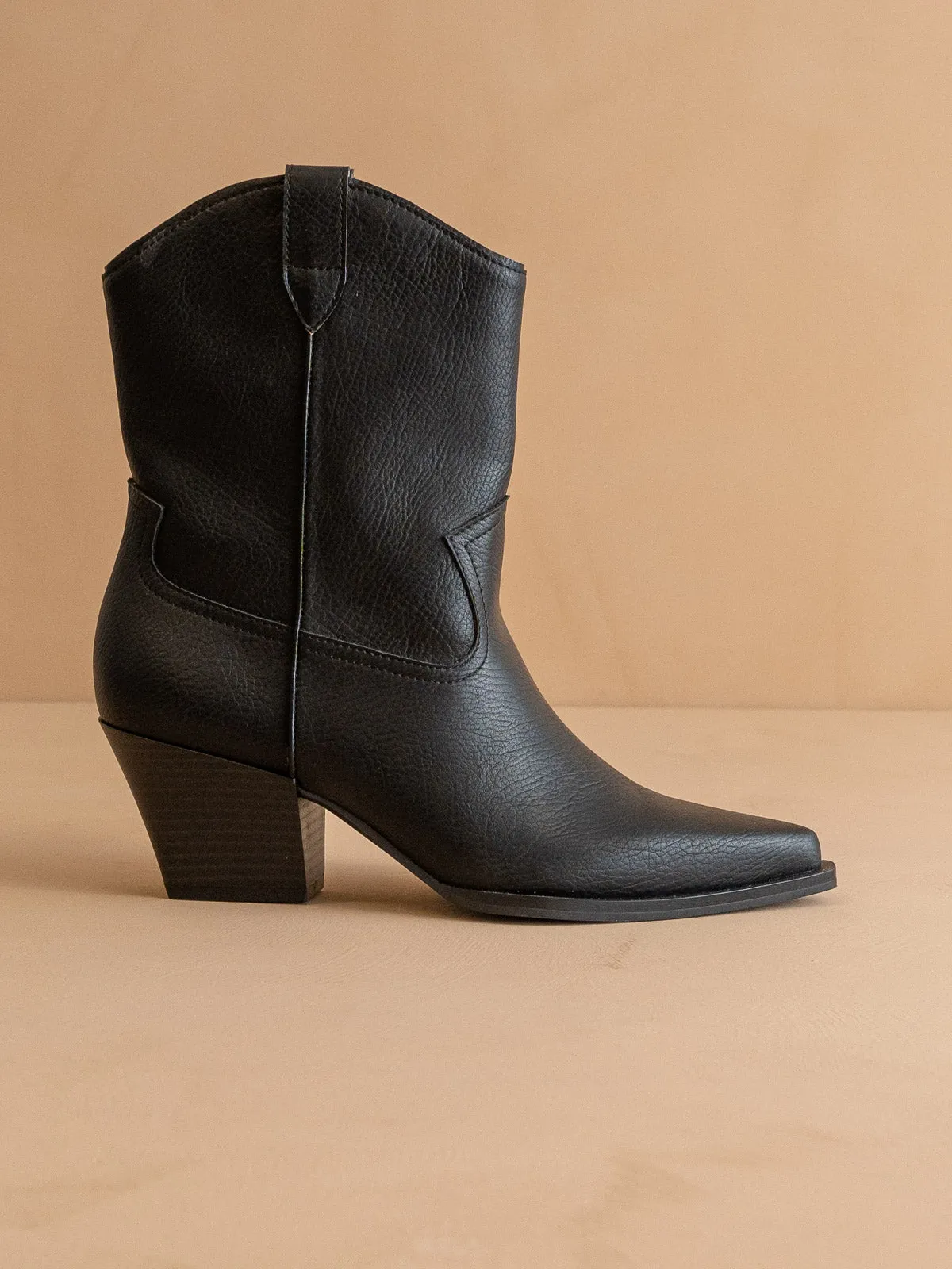 The Ames | Black Short Cowboy Booties