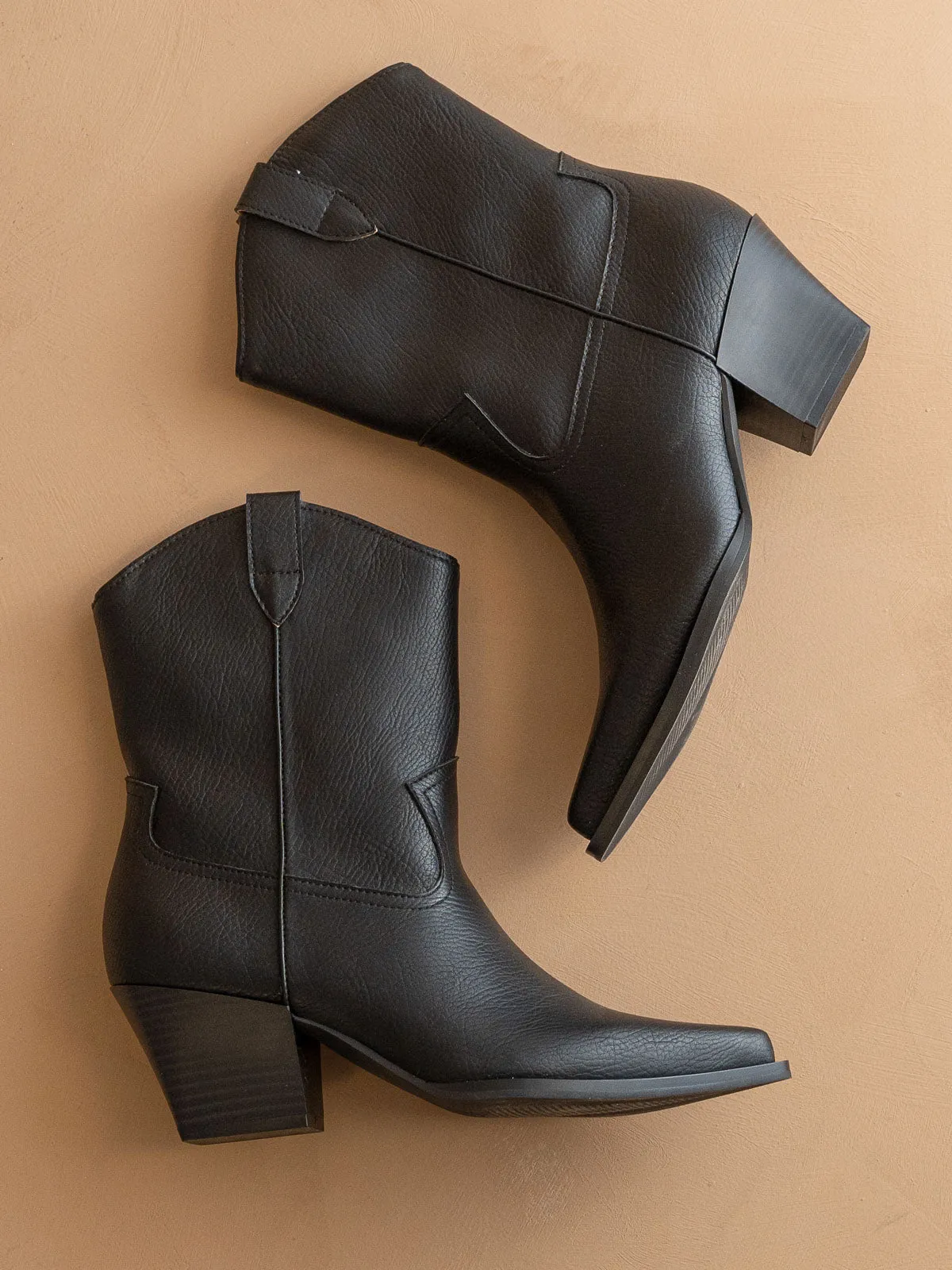 The Ames | Black Short Cowboy Booties