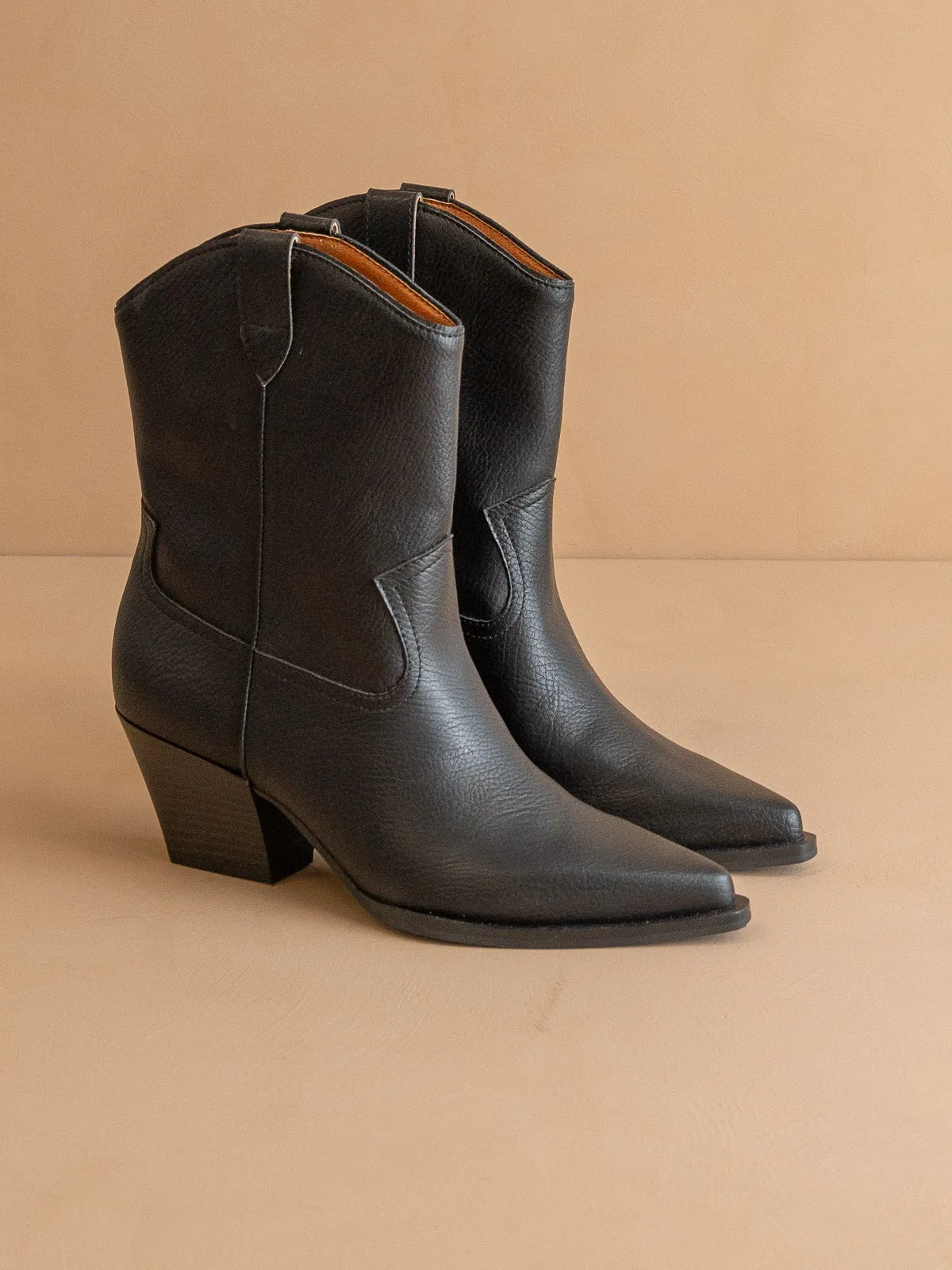 The Ames | Black Short Cowboy Booties