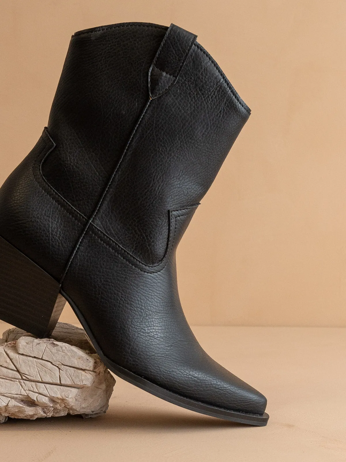 The Ames | Black Short Cowboy Booties