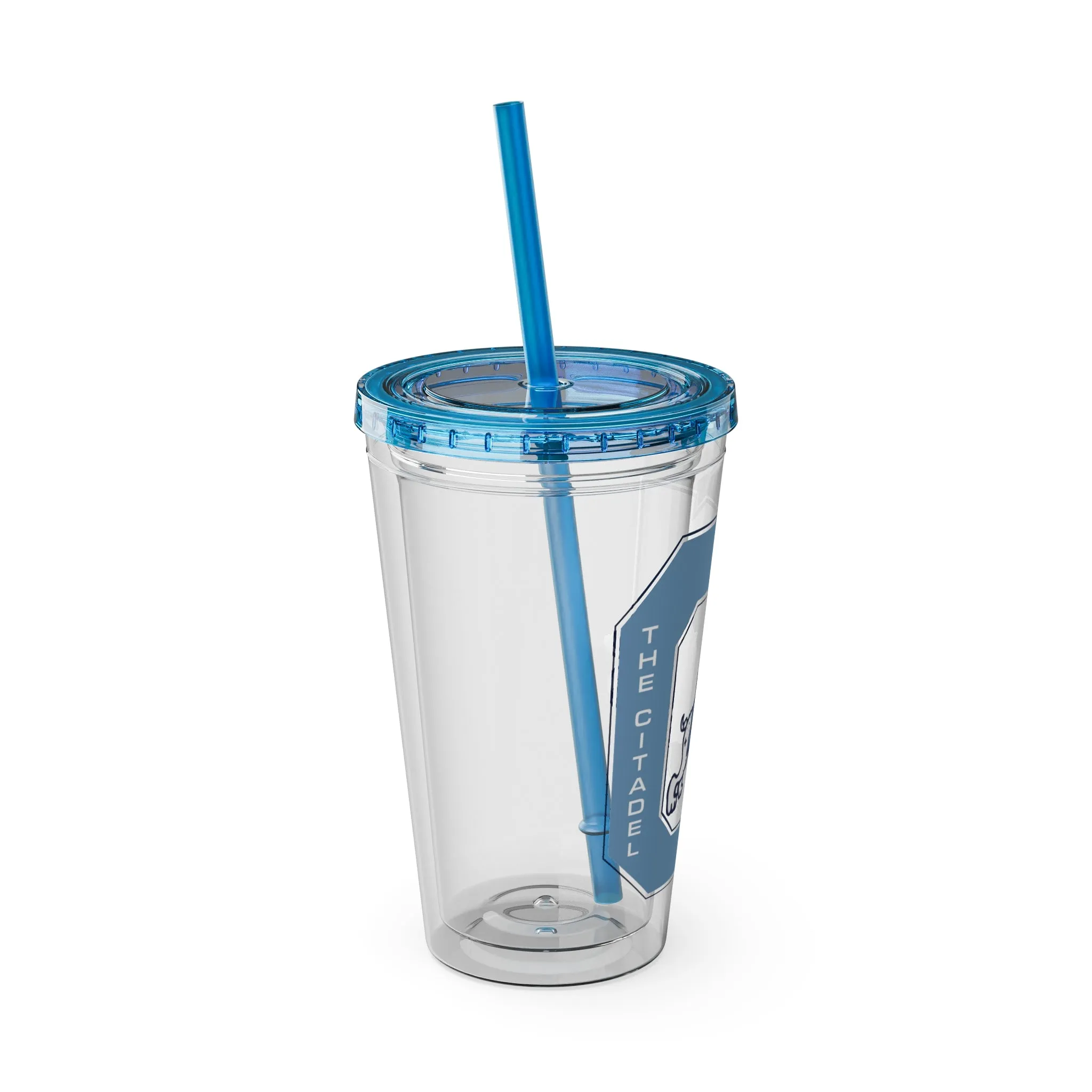 The Citadel, Vintage Jumping Bulldog, Sunsplash Tumbler with Straw, 16oz