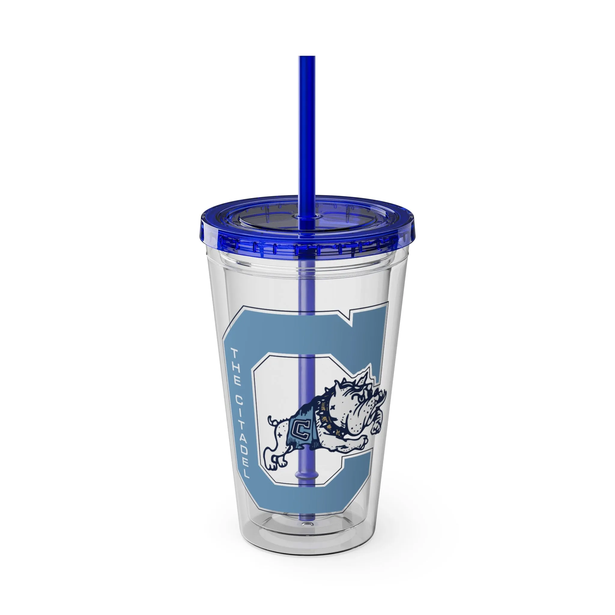 The Citadel, Vintage Jumping Bulldog, Sunsplash Tumbler with Straw, 16oz