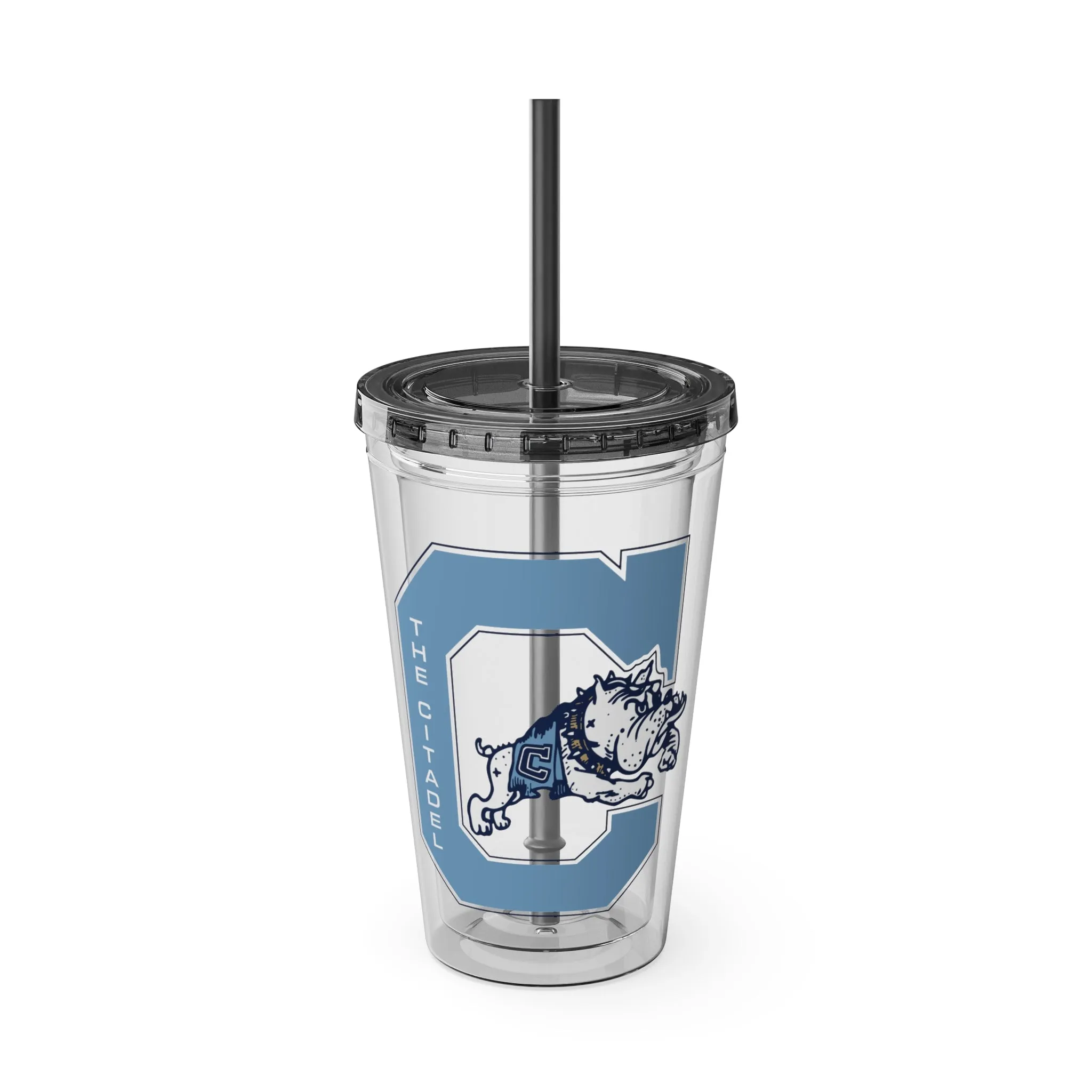 The Citadel, Vintage Jumping Bulldog, Sunsplash Tumbler with Straw, 16oz