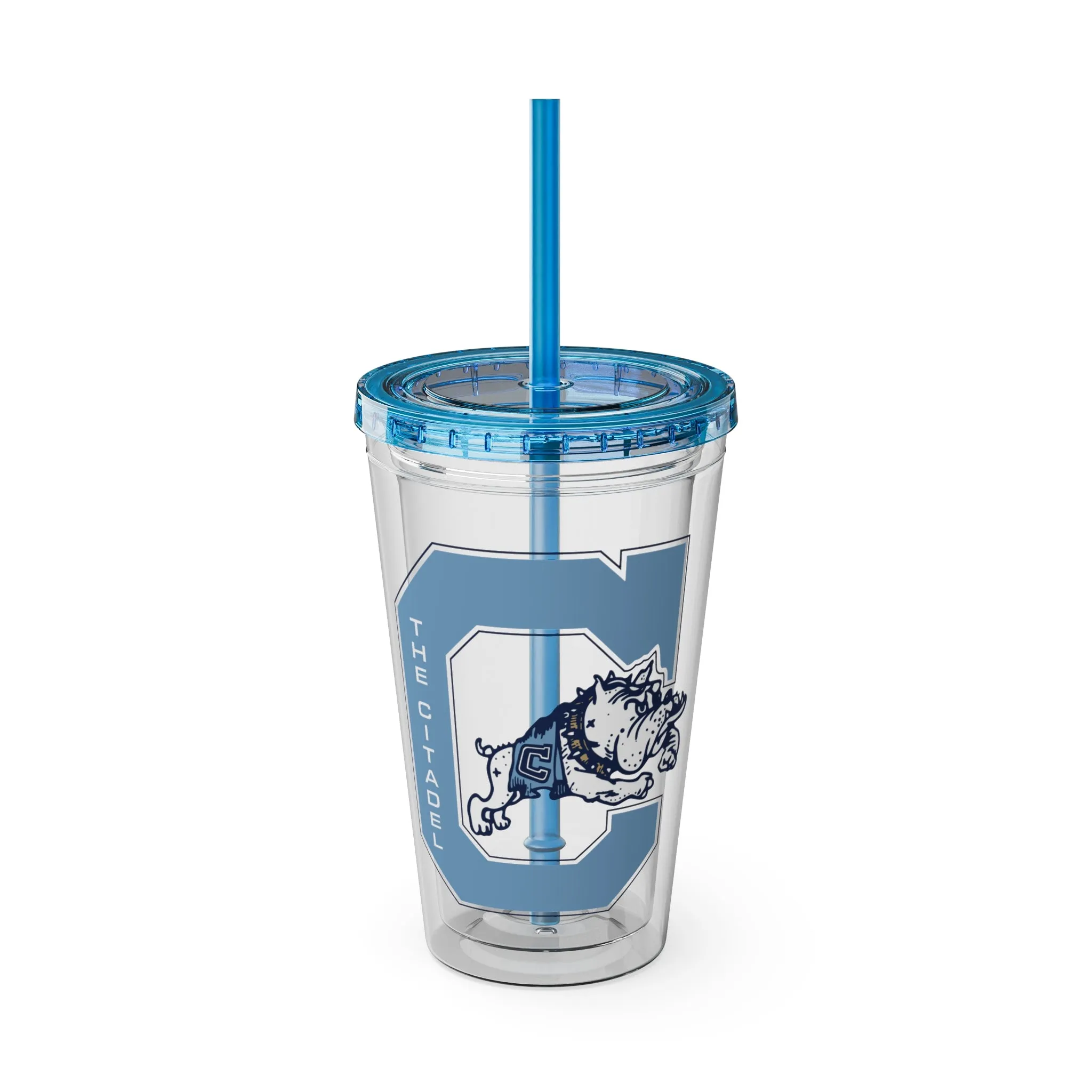 The Citadel, Vintage Jumping Bulldog, Sunsplash Tumbler with Straw, 16oz