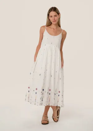 The Poppy - Embroidered Empire Waist Midi Dress