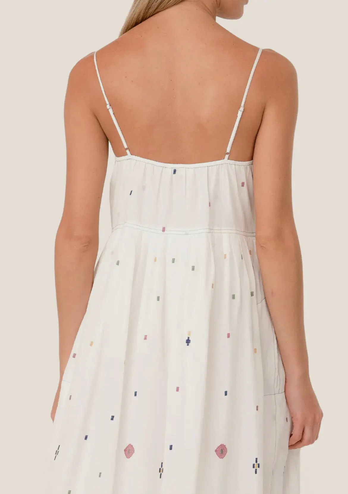 The Poppy - Embroidered Empire Waist Midi Dress