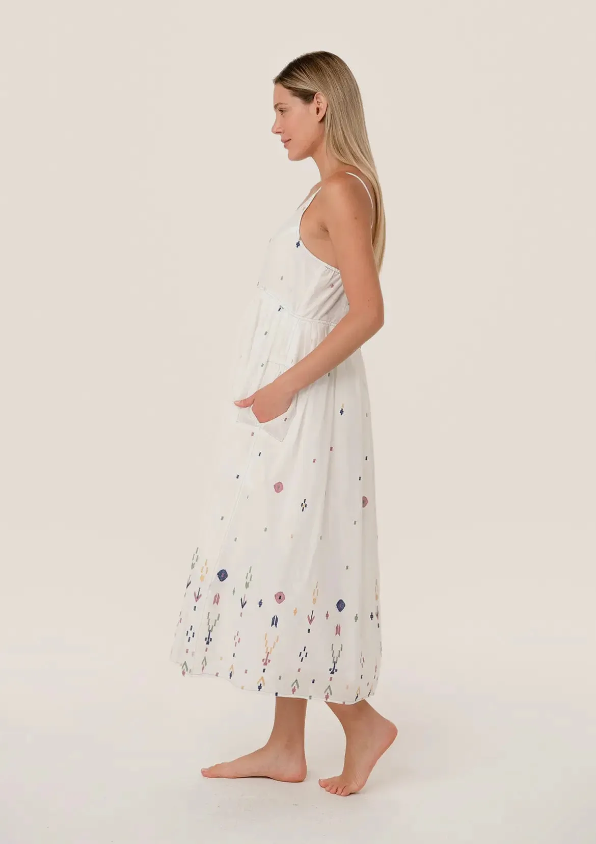 The Poppy - Embroidered Empire Waist Midi Dress