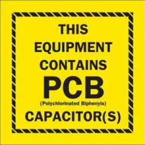 THIS EQUIPMENT CONTAINS PCB (POLYCHLORINATED BIPHENYLS) CAPACITOR(S) Labels