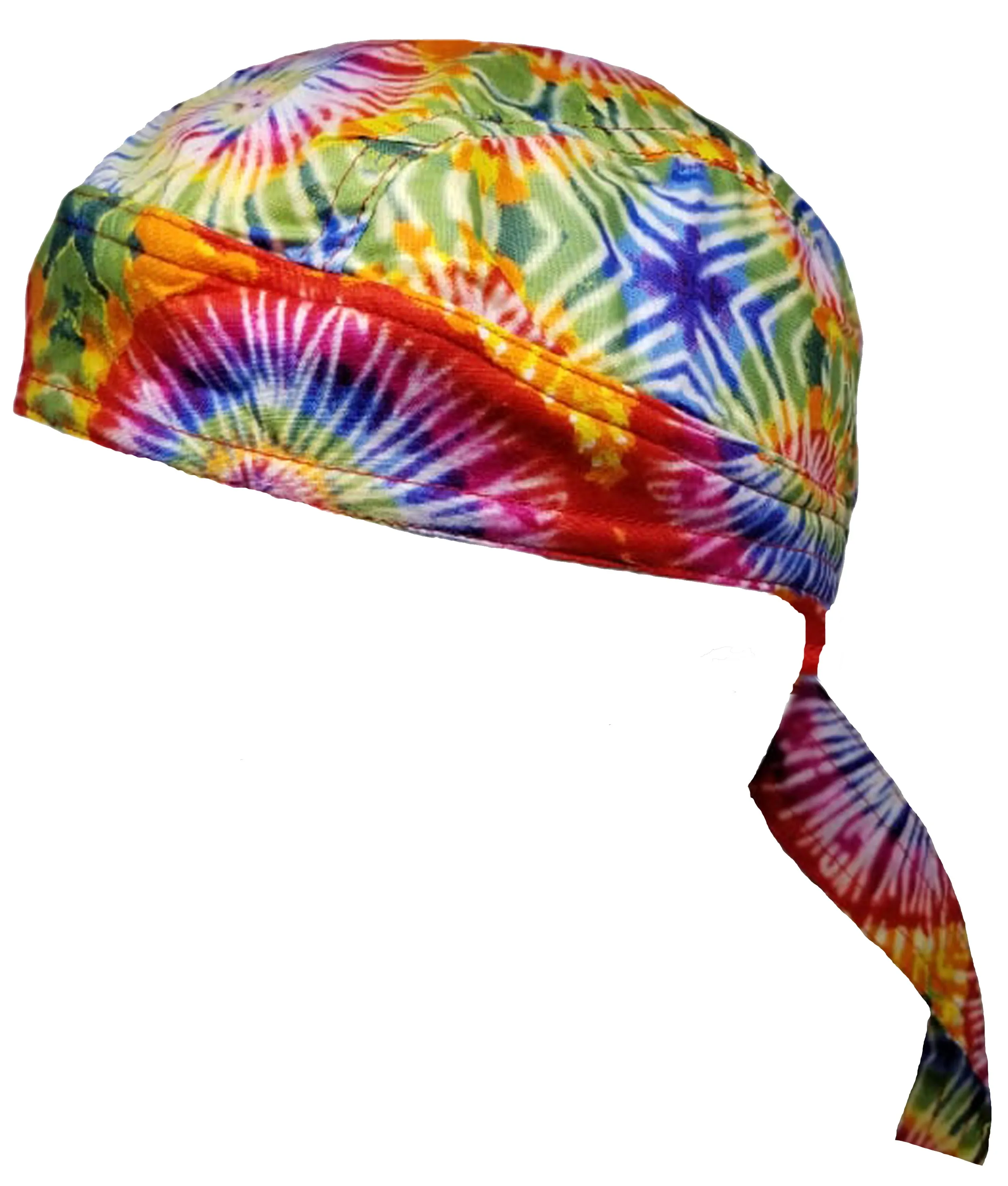 Tie Dye Doo Rag 1960s Tye Die Paisley Dorag Hippie Fun Woodstock with SWEATBAND