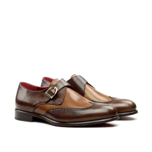 Unique Handcrafted Chestnut Brown Single Strap Monkstrap