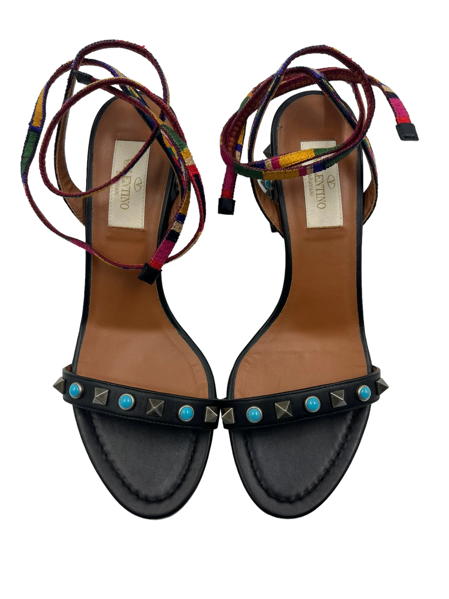 Valentino Black Rockstud Bead Size 35.5 Sandals