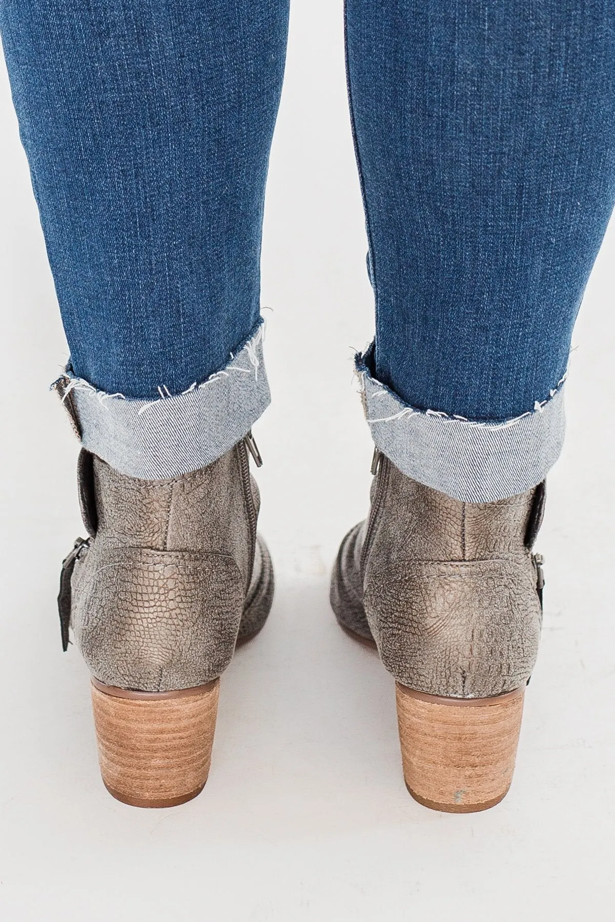 Very G Wonderlust Peep Toe Booties- Grey