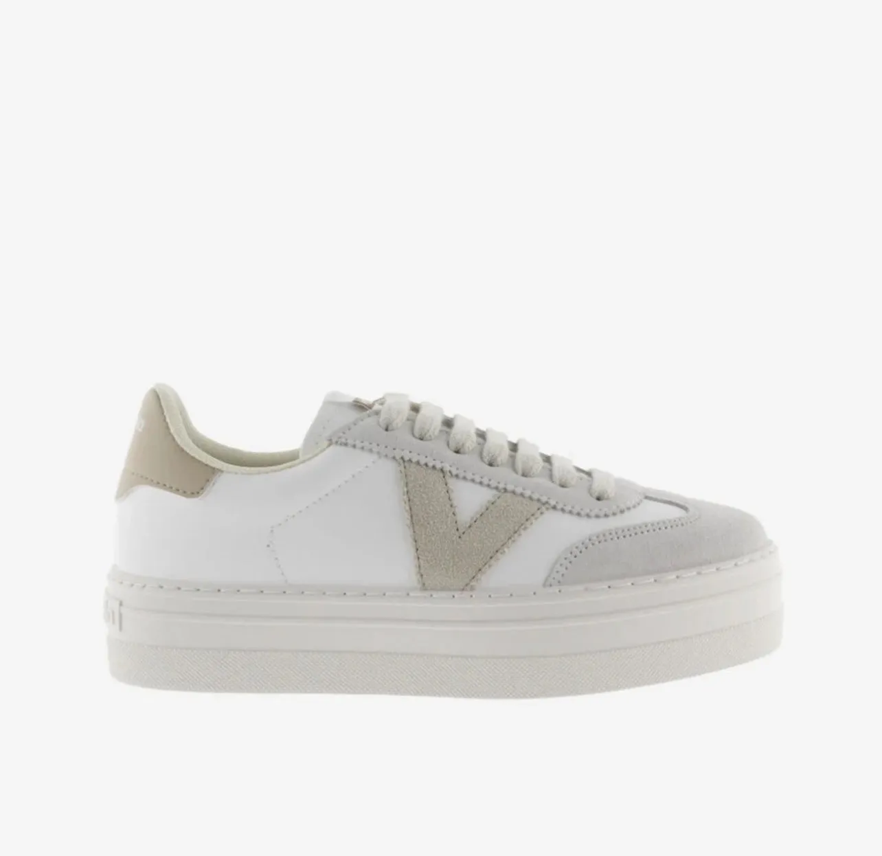 Victoria - 1092173 White & Beige Platform Trainer