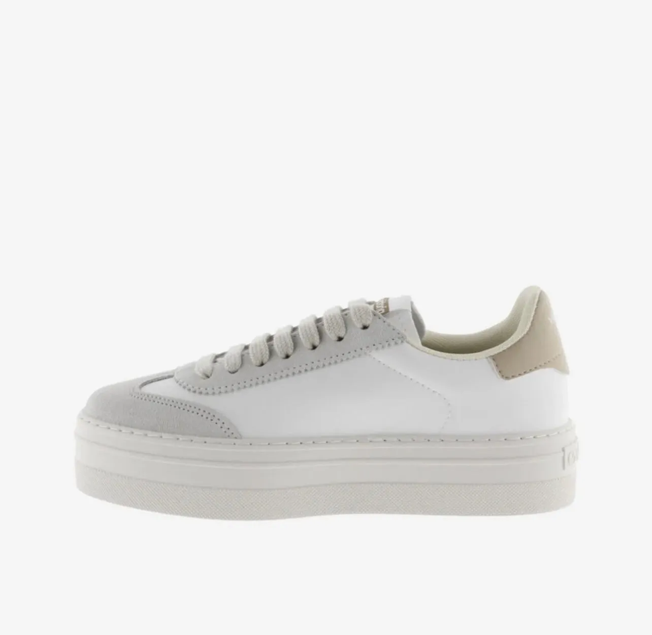 Victoria - 1092173 White & Beige Platform Trainer